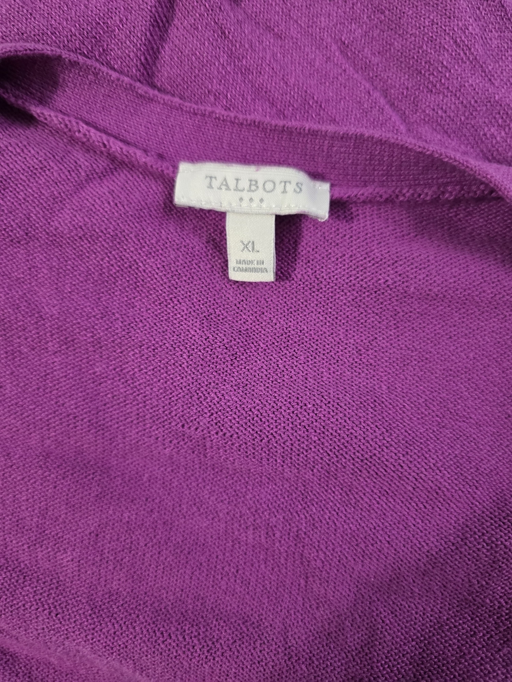 Talbots Women's XL Regular Solid Purple Knit Open Front Long Sleeve Cardigan - Picture 13 of 14